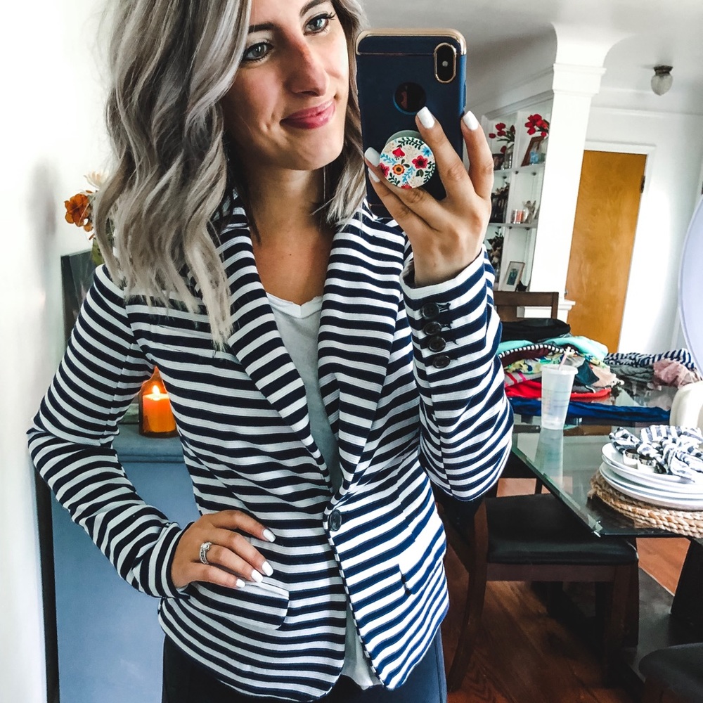 Merona Target Navy Striped Blazer XS - Picture 8 of 8